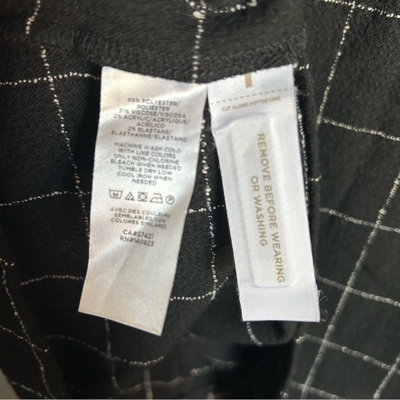 Loft Windowpane Puff Sleeve Shift Dress Small Black & White Mini mock-collar - Picture 6 of 6